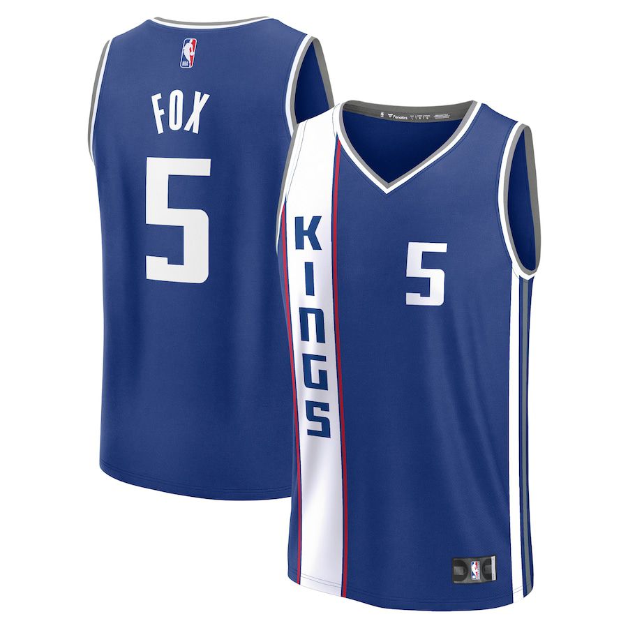Men Sacramento Kings #5 De Aaron Fox Fanatics Branded Blue City Edition 2023-24 Fast Break NBA Jersey->sacramento kings->NBA Jersey